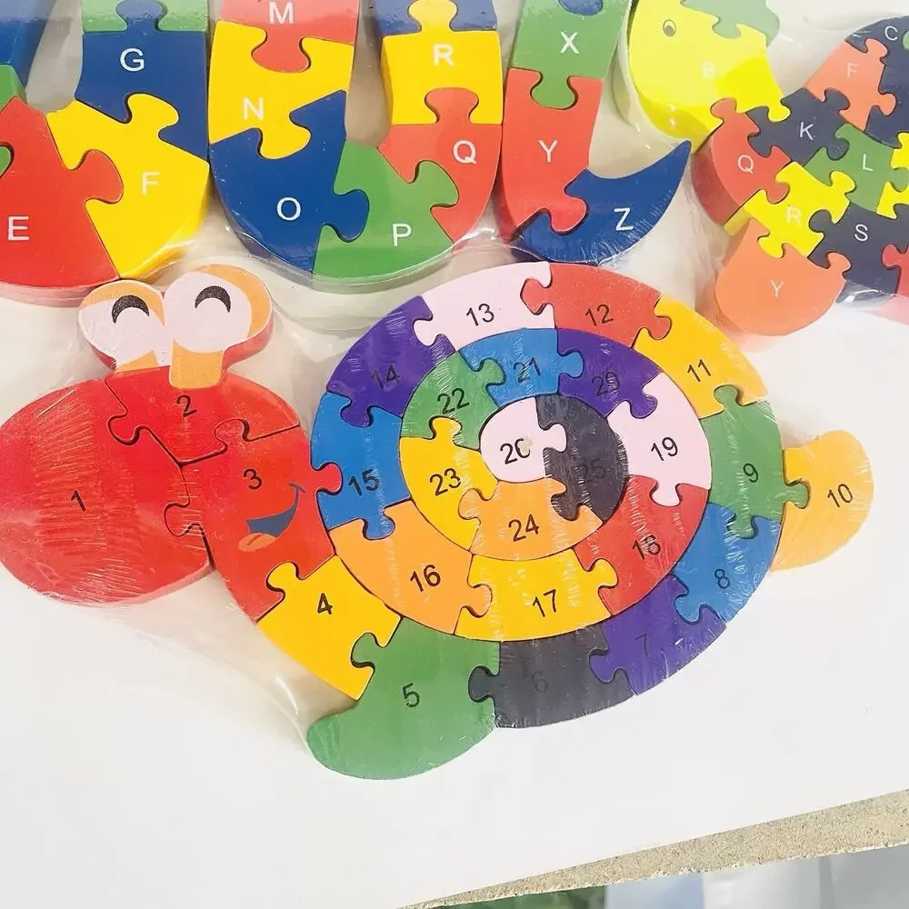 3 Alphabet &‎ Number Jigsaw Puzzle Animal Wooden Puzzle Snake Snail Turtle